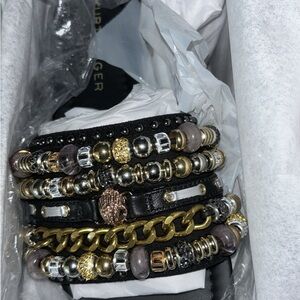 Black and Gold Beaded Bracelet Set